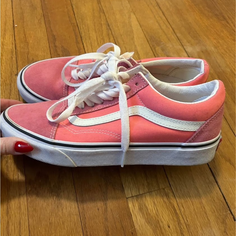 Vans Pink and White Sneakers Classic Style